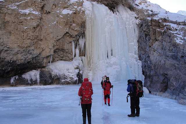 Nerak's massive waterfall, chadar trek