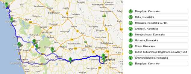 Travel Route Religious Tour in South India