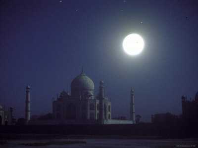 Taj Mahal on a full moon night, 