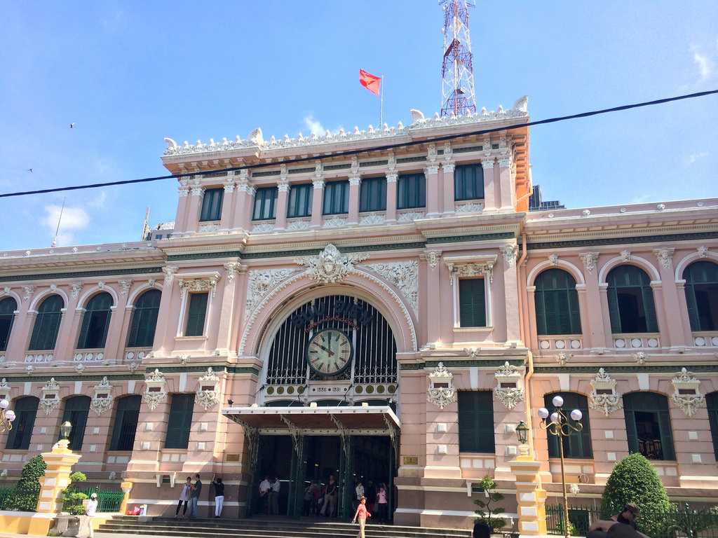 Saigon Central Post Office exhibits French Influence on Architecture in Vietnam
