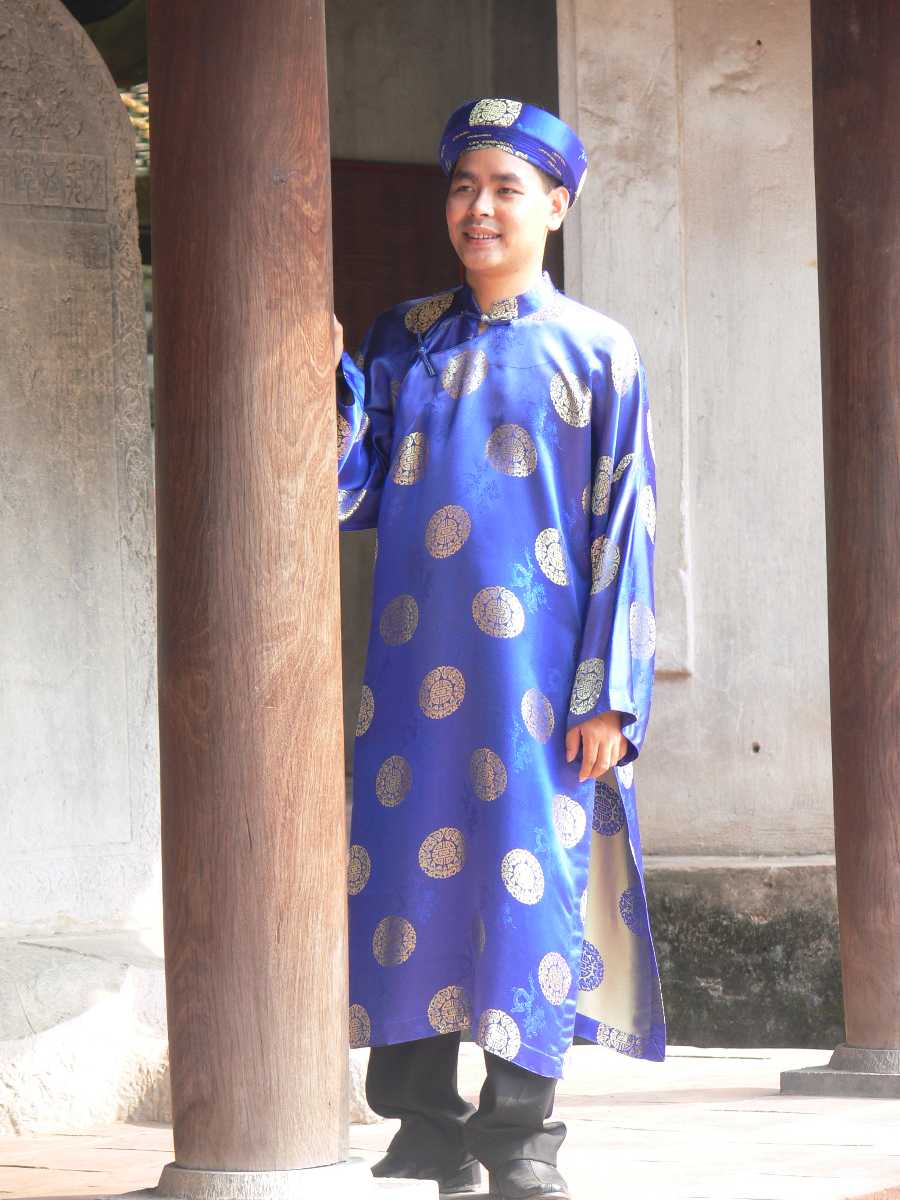 Navy Blue, Blue or Black Hand Painted Vietnamese Traditional Long