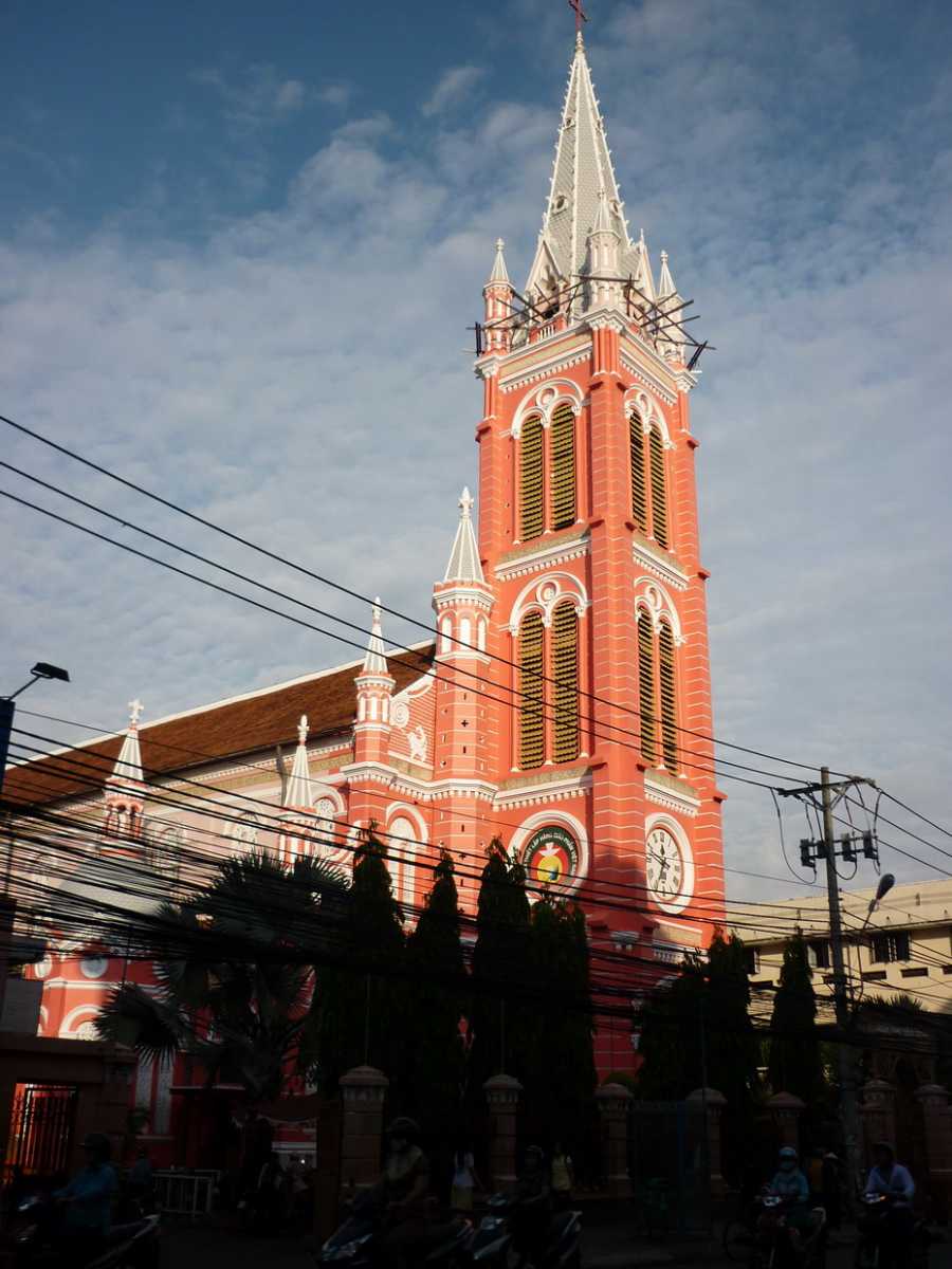 Tan Dinh Church in Ho Chi Minh City is a good example of French Architecture in Vietnam