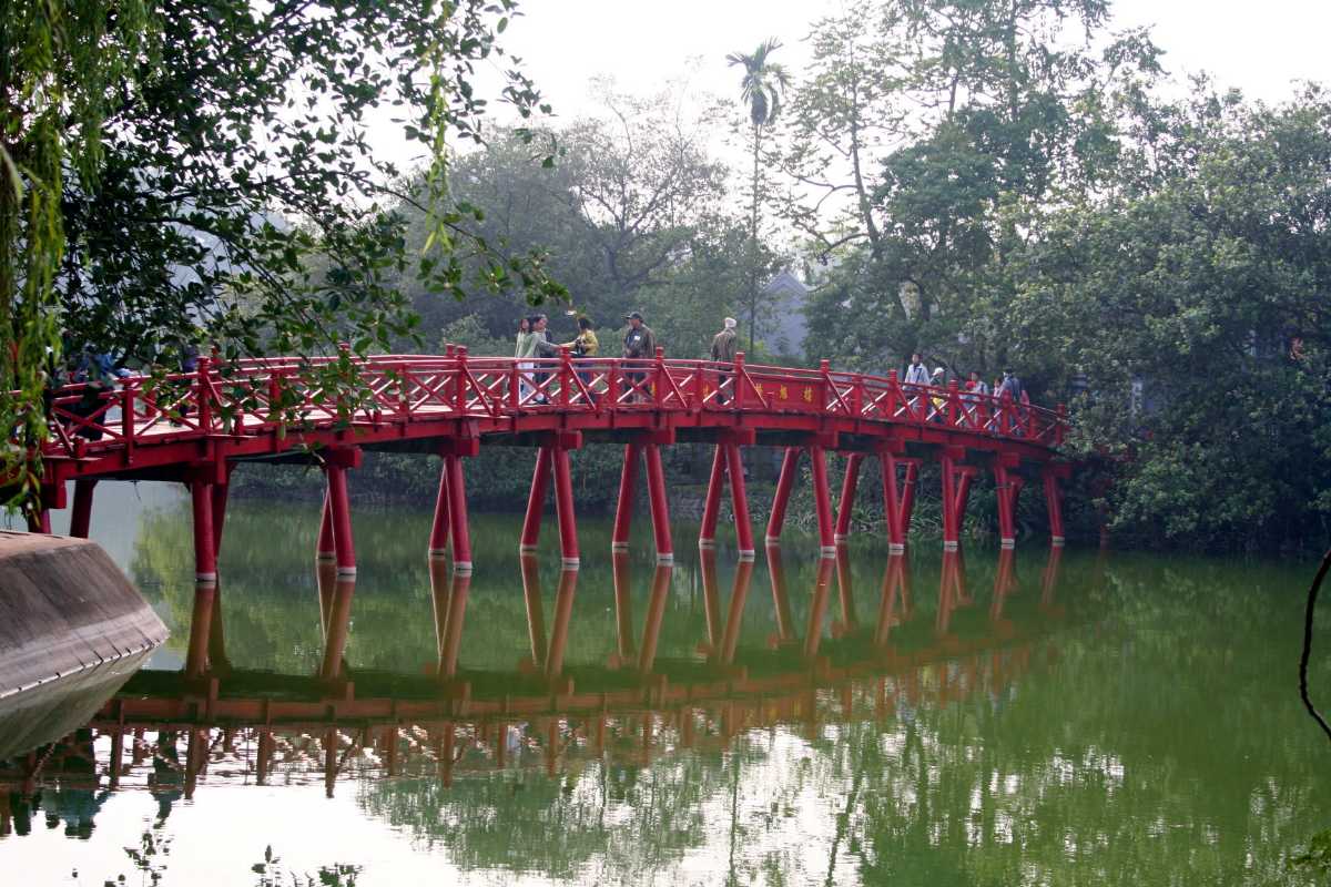 Cau The Huc is the Red Bridge of Hanoi, an Icon of the City