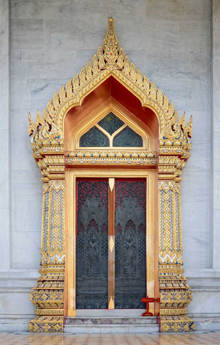 Door at Wat Benchamabophit Bangkok Thailand