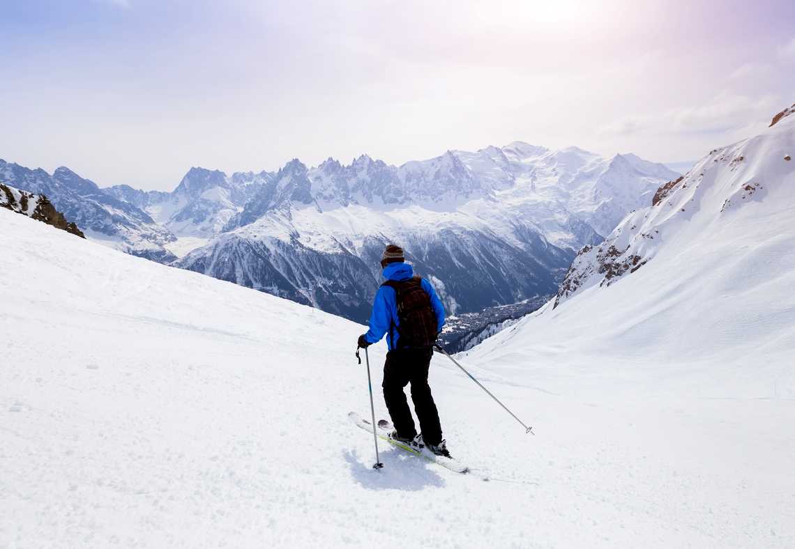 A person skiing